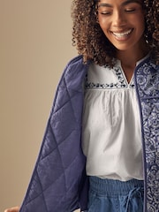 M&Co Blue 100% Cotton Quilted Jacket - Image 2 of 5