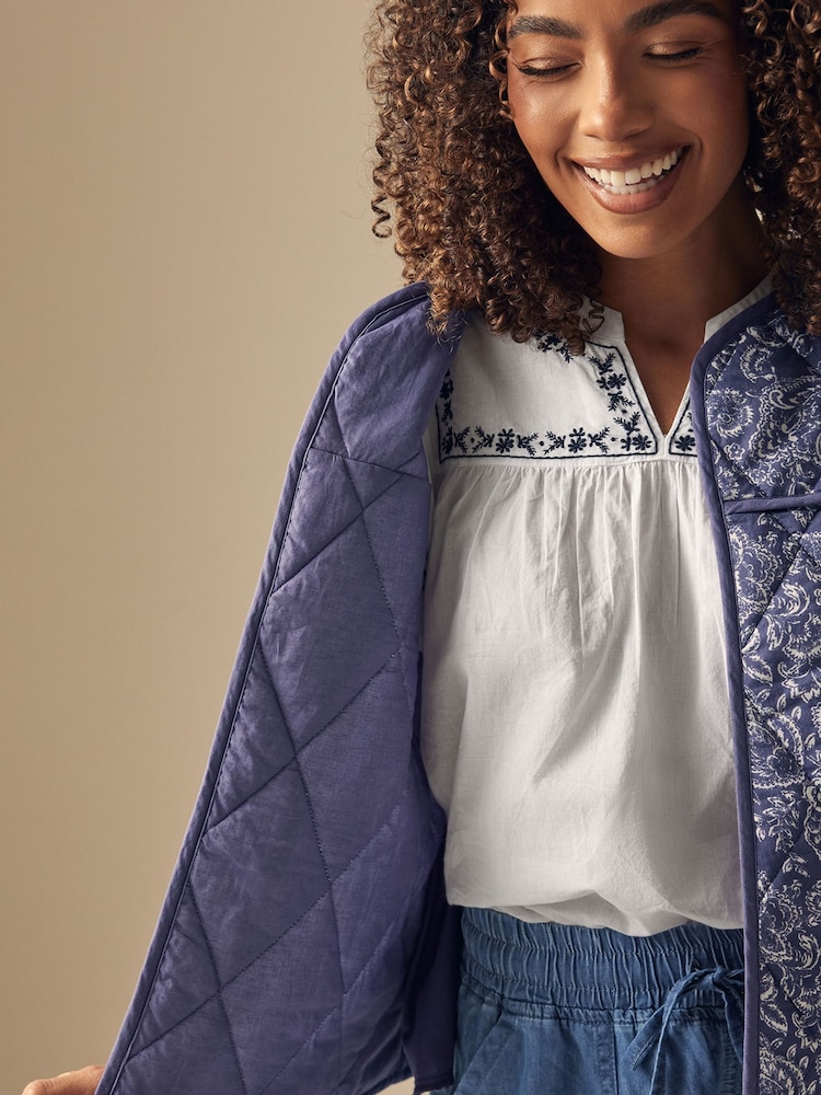 M&Co Blue 100% Cotton Quilted Jacket - Image 2 of 5