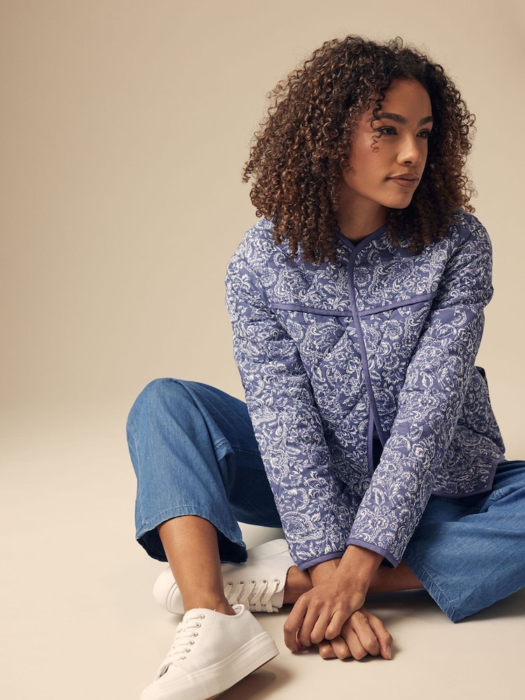 M&Co Blue 100% Cotton Quilted Jacket - Image 5 of 5