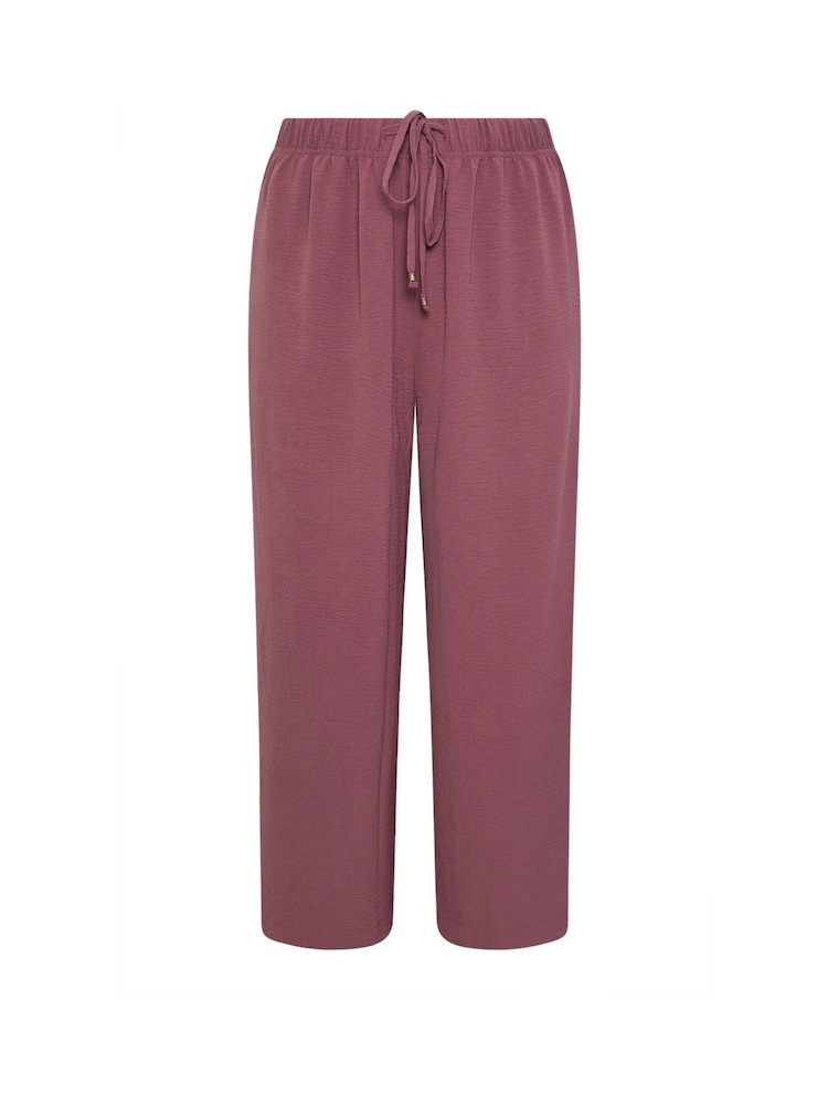 Yours Curve Purple Washed Twill Wide Leg Trousers - Image 5 of 5