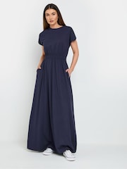 Long Tall Sally Blue 100% Cotton Shirred Waist Dress - Image 1 of 5