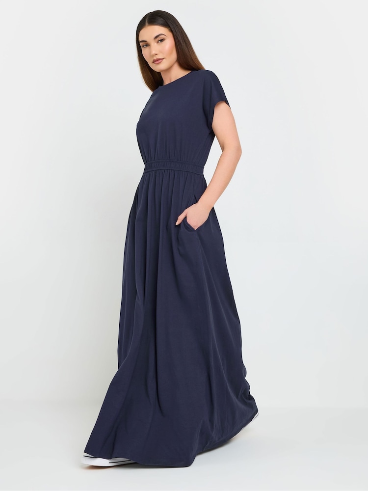 Long Tall Sally Blue 100% Cotton Shirred Waist Dress - Image 2 of 5