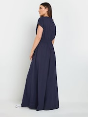 Long Tall Sally Blue 100% Cotton Shirred Waist Dress - Image 3 of 5
