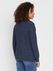 M&Co Blue Tape Yarn Long Sleeve Cardigan - Image 3 of 5