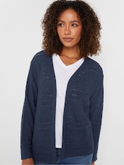M&Co Blue Tape Yarn Long Sleeve Cardigan - Image 4 of 5
