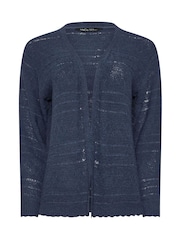 M&Co Blue Tape Yarn Long Sleeve Cardigan - Image 5 of 5