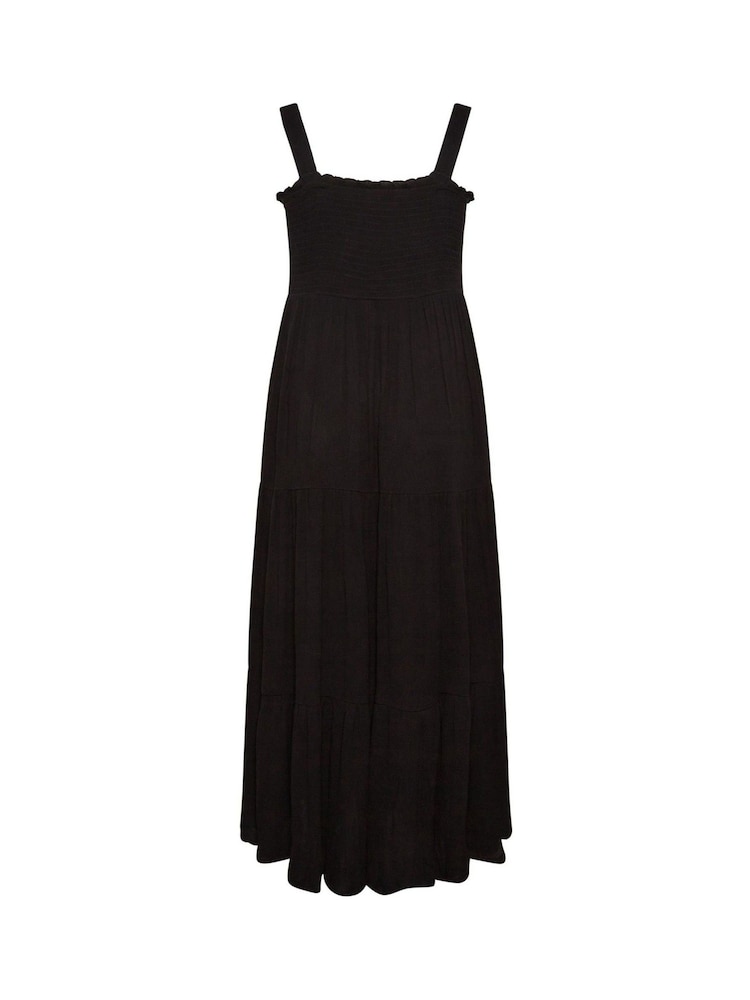 Yours Curve Black Shirred Strappy Sundress - Image 5 of 5