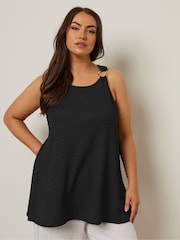 Yours Curve Black Ring Detail Racer Top - Image 1 of 6