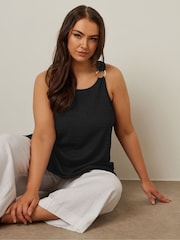 Yours Curve Black Ring Detail Racer Top - Image 4 of 6