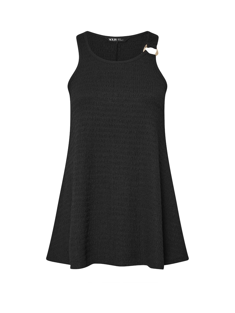 Yours Curve Black Ring Detail Racer Top - Image 6 of 6