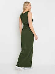 Long Tall Sally Green 100% Cotton Sleeveless Ribbed Button Dress - Image 3 of 4