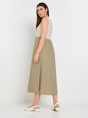 Long Tall Sally White 100% Cotton Sleeveless Mix Fabric Midi Dress - Image 3 of 5
