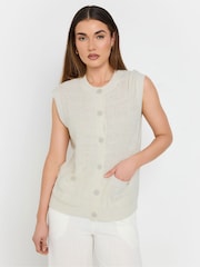 Long Tall Sally Natural Textured Metalised Fibre Button Through Vest - Image 1 of 5
