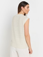 Long Tall Sally Natural Textured Metalised Fibre Button Through Vest - Image 2 of 5