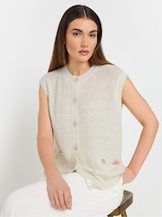 Long Tall Sally Natural Textured Metalised Fibre Button Through Vest - Image 4 of 5