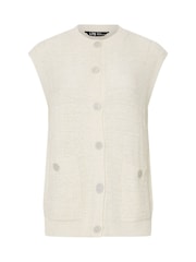 Long Tall Sally Natural Textured Metalised Fibre Button Through Vest - Image 5 of 5