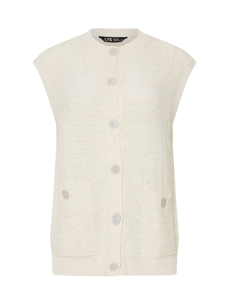 Long Tall Sally Natural Textured Metalised Fibre Button Through Vest - Image 5 of 5