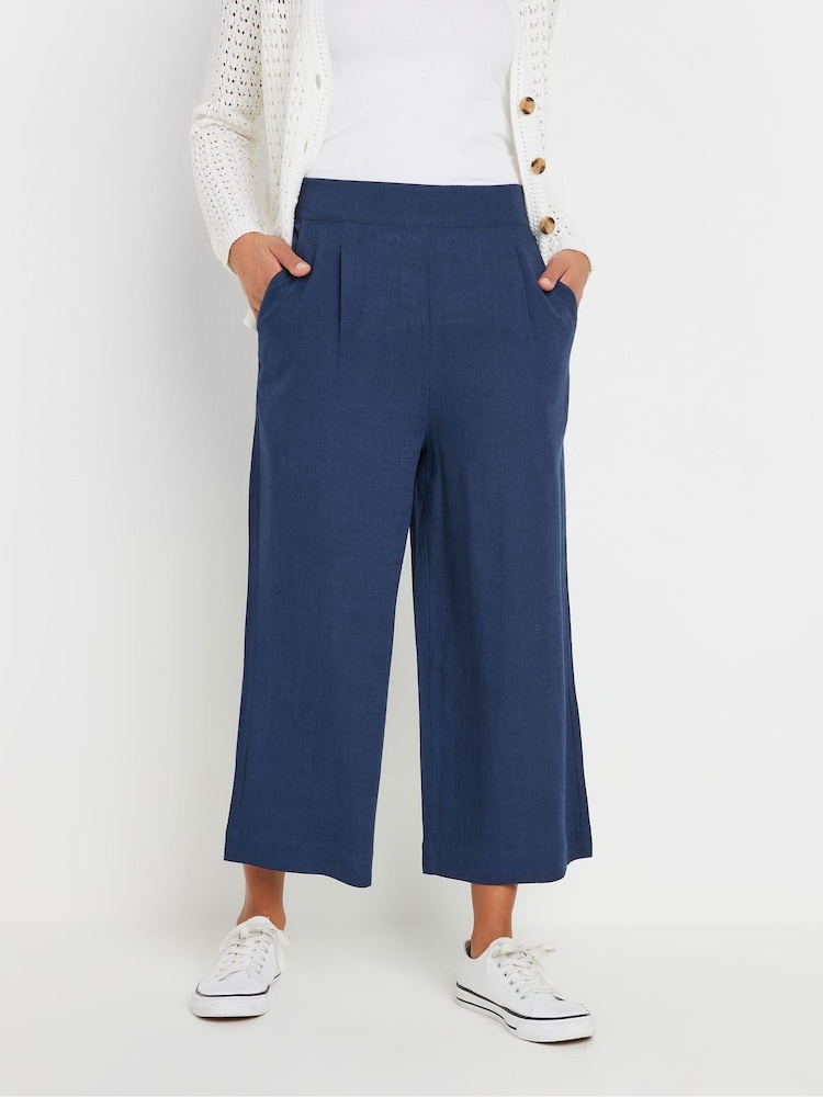 M&Co Blue Wide Leg Cropped Trousers - Image 1 of 4