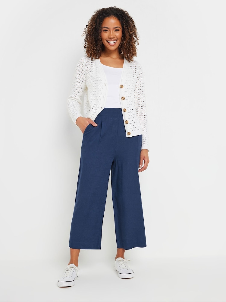 M&Co Blue Wide Leg Cropped Trousers - Image 2 of 4