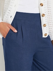 M&Co Blue Wide Leg Cropped Trousers - Image 4 of 4