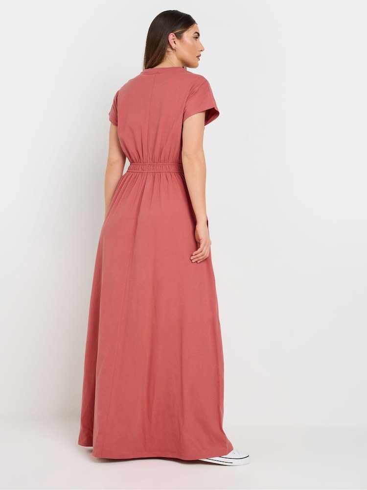Long Tall Sally Pink 100% Cotton Shirred Waist Dress - Image 3 of 5