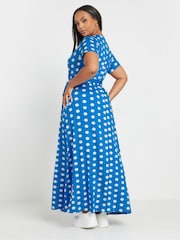 Yours Curve Blue Wrap Maxi Dress - Image 2 of 5