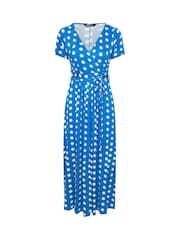 Yours Curve Blue Wrap Maxi Dress - Image 5 of 5