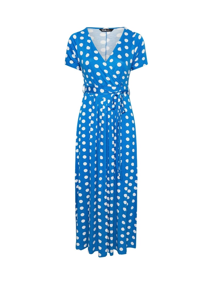 Yours Curve Blue Wrap Maxi Dress - Image 5 of 5