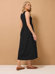 Long Tall Sally Black 100% Cotton Sleeveless Mix Fabric Midi Dress - Image 3 of 4