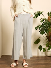 M&Co Natural Wide Leg Cropped Trousers - Image 1 of 5