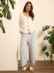 M&Co Natural Wide Leg Cropped Trousers - Image 2 of 5
