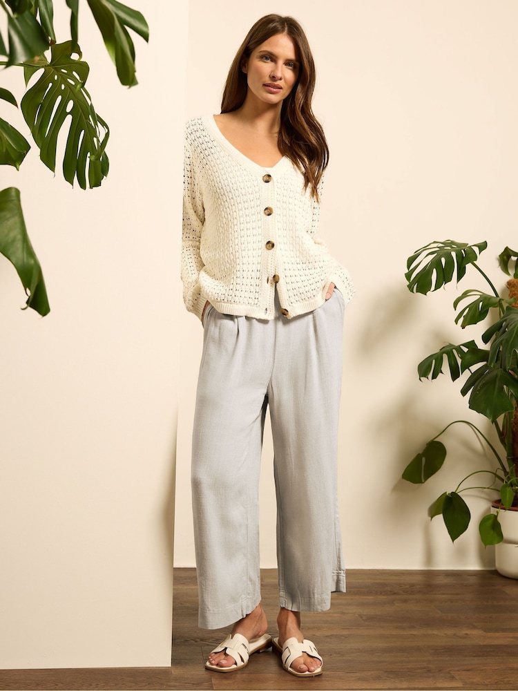 M&Co Natural Wide Leg Cropped Trousers - Image 2 of 5