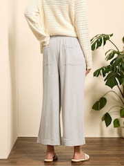 M&Co Natural Wide Leg Cropped Trousers - Image 3 of 5