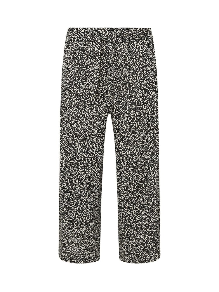 PixieGirl Petite Black Wide Leg Cropped 100% Cotton Trousers - Image 5 of 5