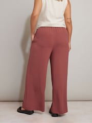 Yours Curve Red Washed Twill Wide Leg Trousers - Image 3 of 4