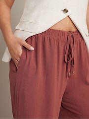 Yours Curve Red Washed Twill Wide Leg Trousers - Image 4 of 4