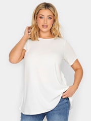 Yours Curve White Ribbed Swing T-Shirt - Image 1 of 3