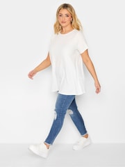 Yours Curve White Ribbed Swing T-Shirt - Image 2 of 3