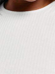 Yours Curve White Ribbed Swing T-Shirt - Image 4 of 5
