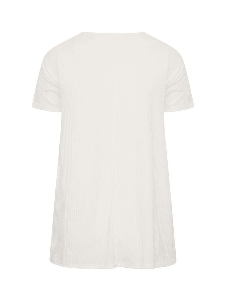 Yours Curve White Ribbed Swing T-Shirt - Image 5 of 5