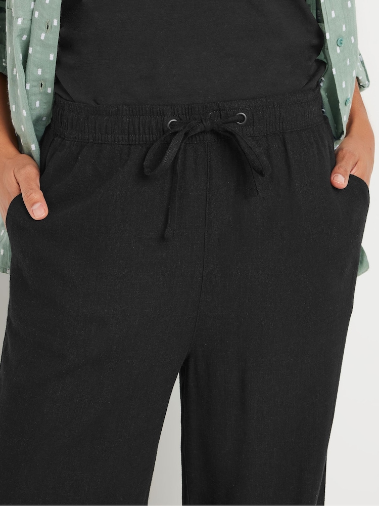 Bump It Up Maternity Black Wide Leg Linen Trousers - Image 4 of 4