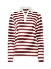 Long Tall Sally Brown 100% Cotton Striped Half Placket Polo T-Shirt - Image 5 of 5