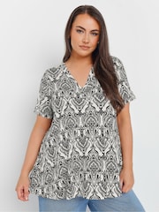 Yours Curve White Short Sleeve Upspec Swing Top - Image 1 of 5