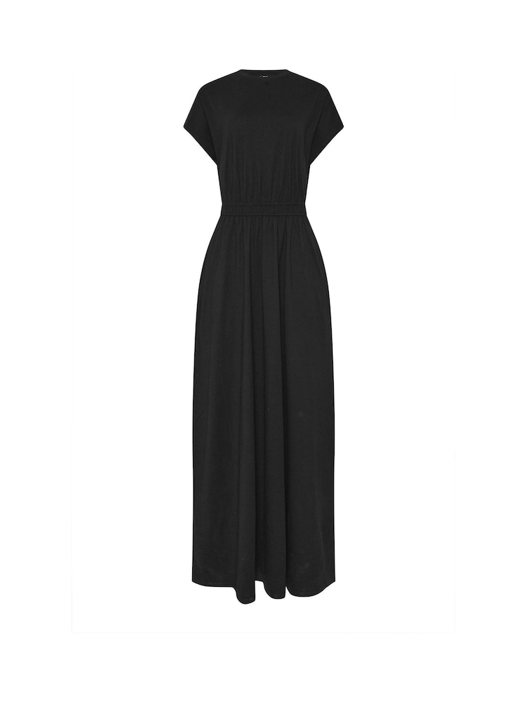 Long Tall Sally Black 100% Cotton Shirred Waist Dress - Image 5 of 5