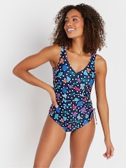 M&Co Blue Printed Wrap Swimsuit - Image 2 of 7