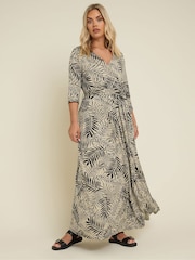 Yours Curve Black Wrap Maxi Dress - Image 1 of 4