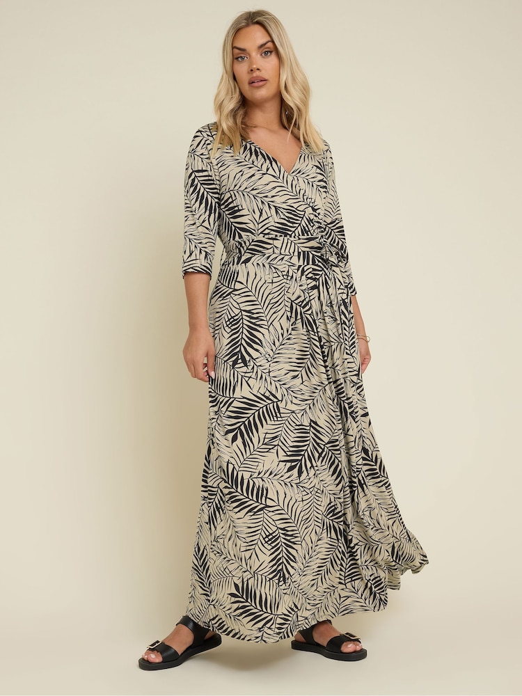 Yours Curve Black Wrap Maxi Dress - Image 1 of 4