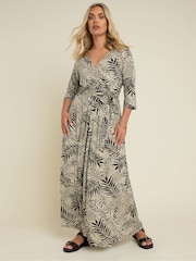 Yours Curve Black Wrap Maxi Dress - Image 2 of 4