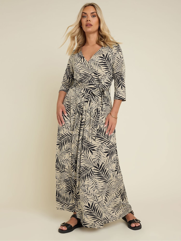 Yours Curve Black Wrap Maxi Dress - Image 2 of 4