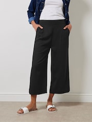 Черный - M&Co Wide Leg Cropped Trousers - Изображение 1 из 4